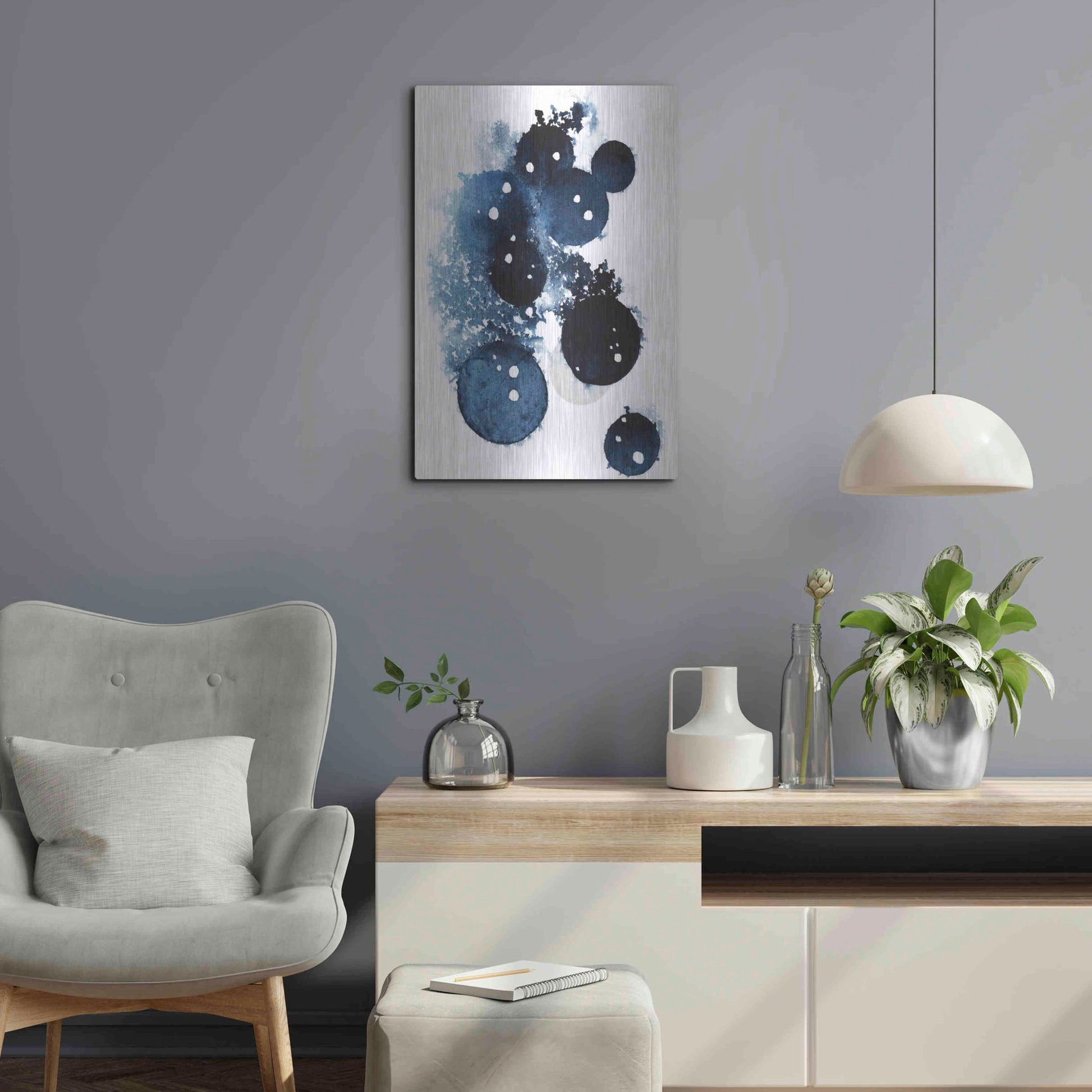 Luxe Metal Art 'Blue Galaxy II' by Grace Popp, Metal Wall Art,16x24