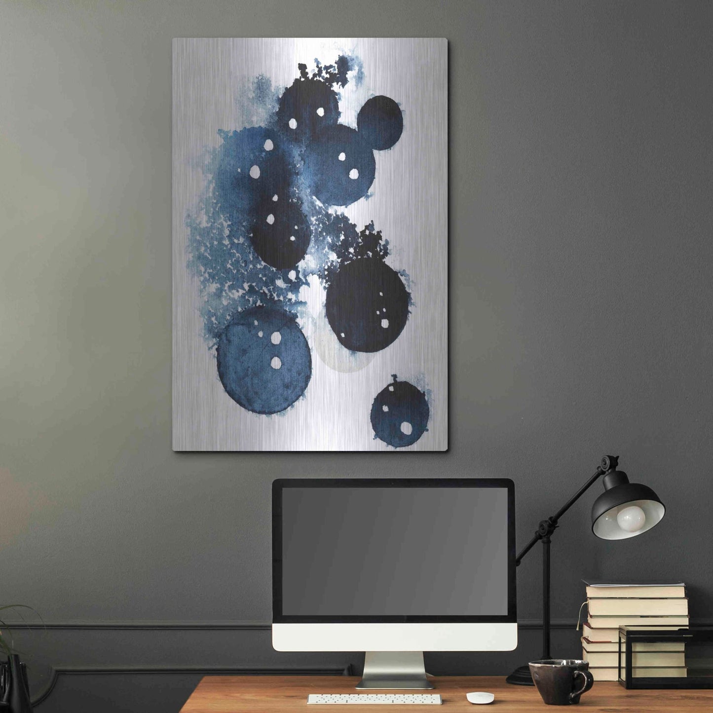 Luxe Metal Art 'Blue Galaxy II' by Grace Popp, Metal Wall Art,24x36