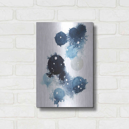 Luxe Metal Art 'Blue Galaxy I' by Grace Popp, Metal Wall Art,12x16