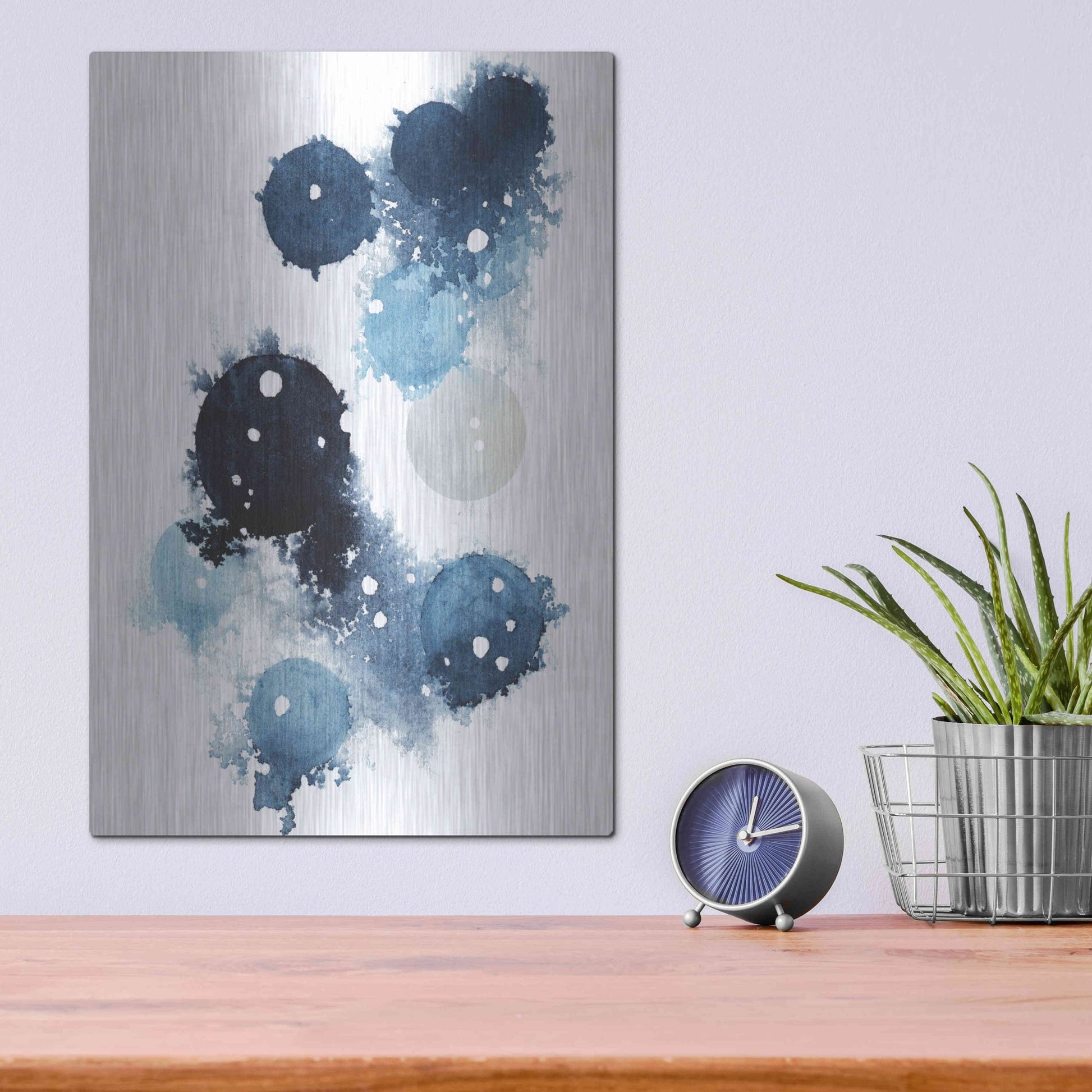 Luxe Metal Art 'Blue Galaxy I' by Grace Popp, Metal Wall Art,12x16