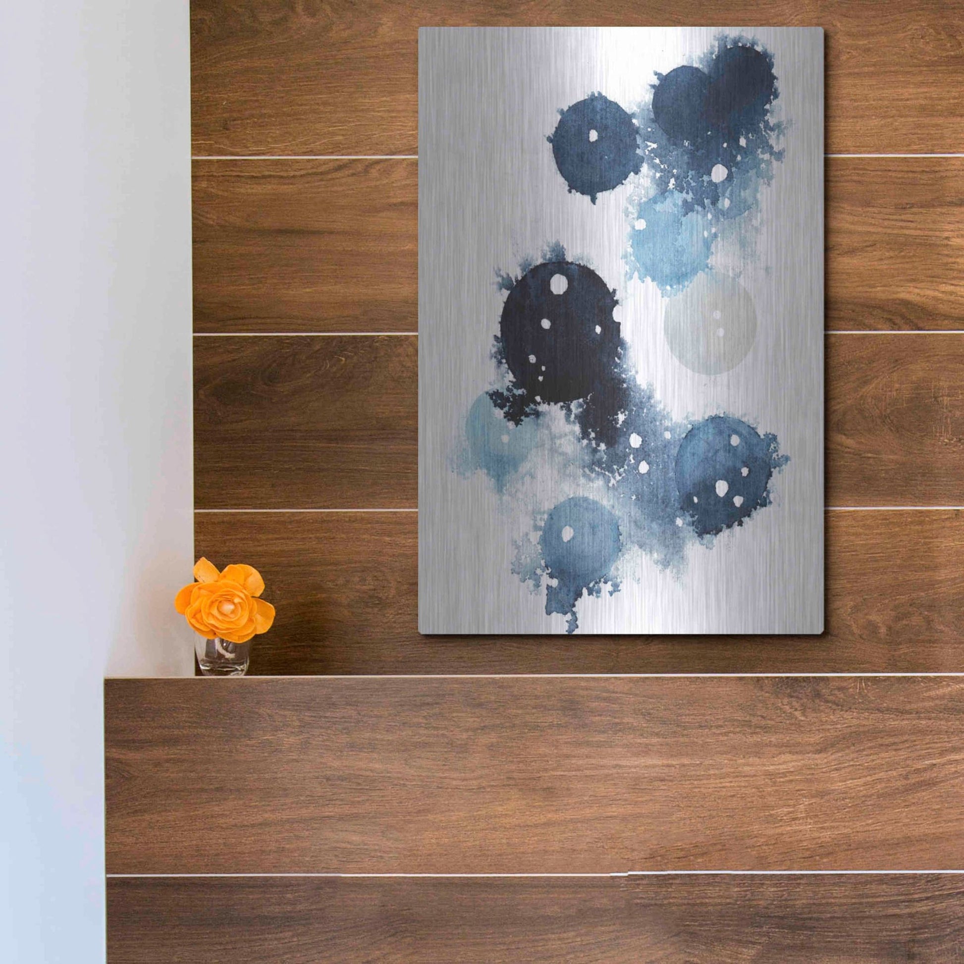 Luxe Metal Art 'Blue Galaxy I' by Grace Popp, Metal Wall Art,12x16