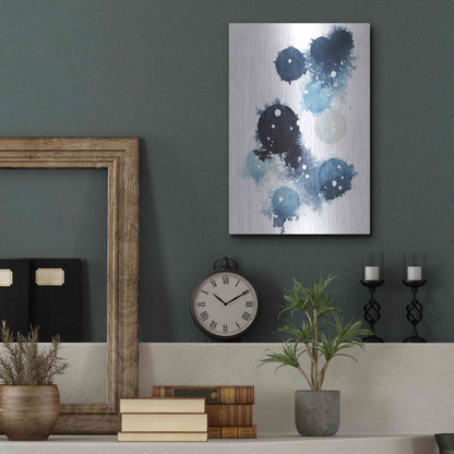 Luxe Metal Art 'Blue Galaxy I' by Grace Popp, Metal Wall Art,12x16