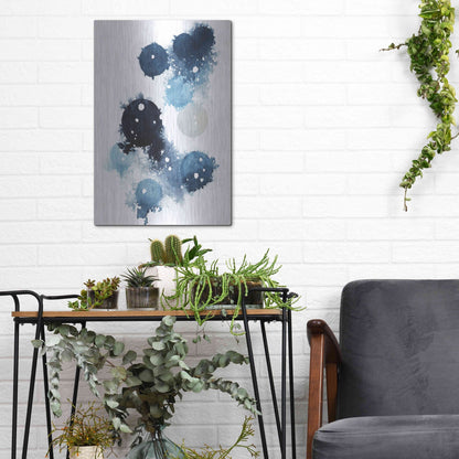 Luxe Metal Art 'Blue Galaxy I' by Grace Popp, Metal Wall Art,12x16