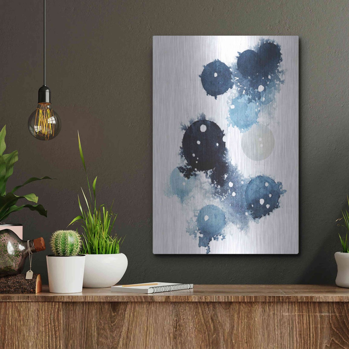Luxe Metal Art 'Blue Galaxy I' by Grace Popp, Metal Wall Art,12x16