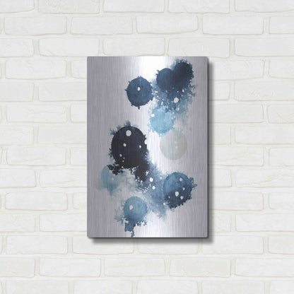 Luxe Metal Art 'Blue Galaxy I' by Grace Popp, Metal Wall Art,16x24