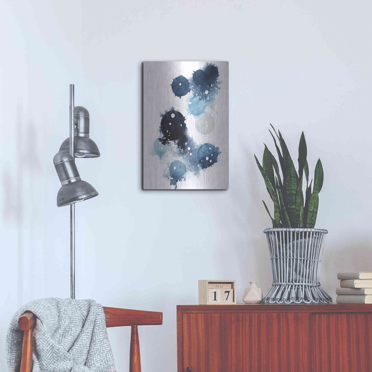 Luxe Metal Art 'Blue Galaxy I' by Grace Popp, Metal Wall Art,16x24