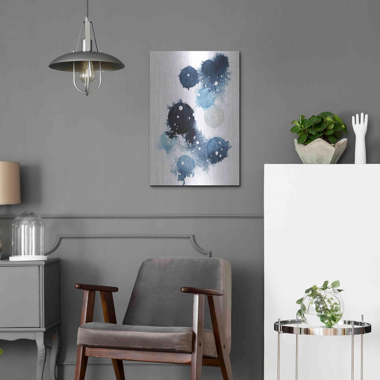 Luxe Metal Art 'Blue Galaxy I' by Grace Popp, Metal Wall Art,16x24