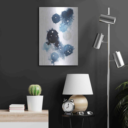 Luxe Metal Art 'Blue Galaxy I' by Grace Popp, Metal Wall Art,16x24