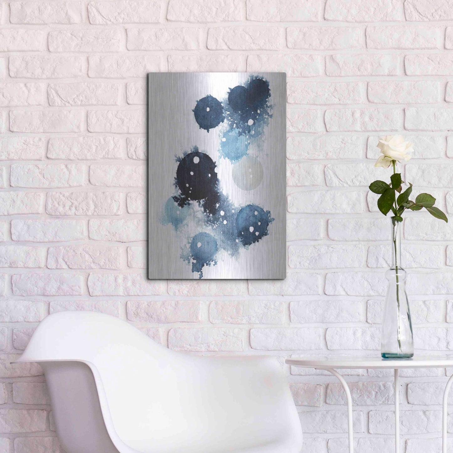 Luxe Metal Art 'Blue Galaxy I' by Grace Popp, Metal Wall Art,16x24