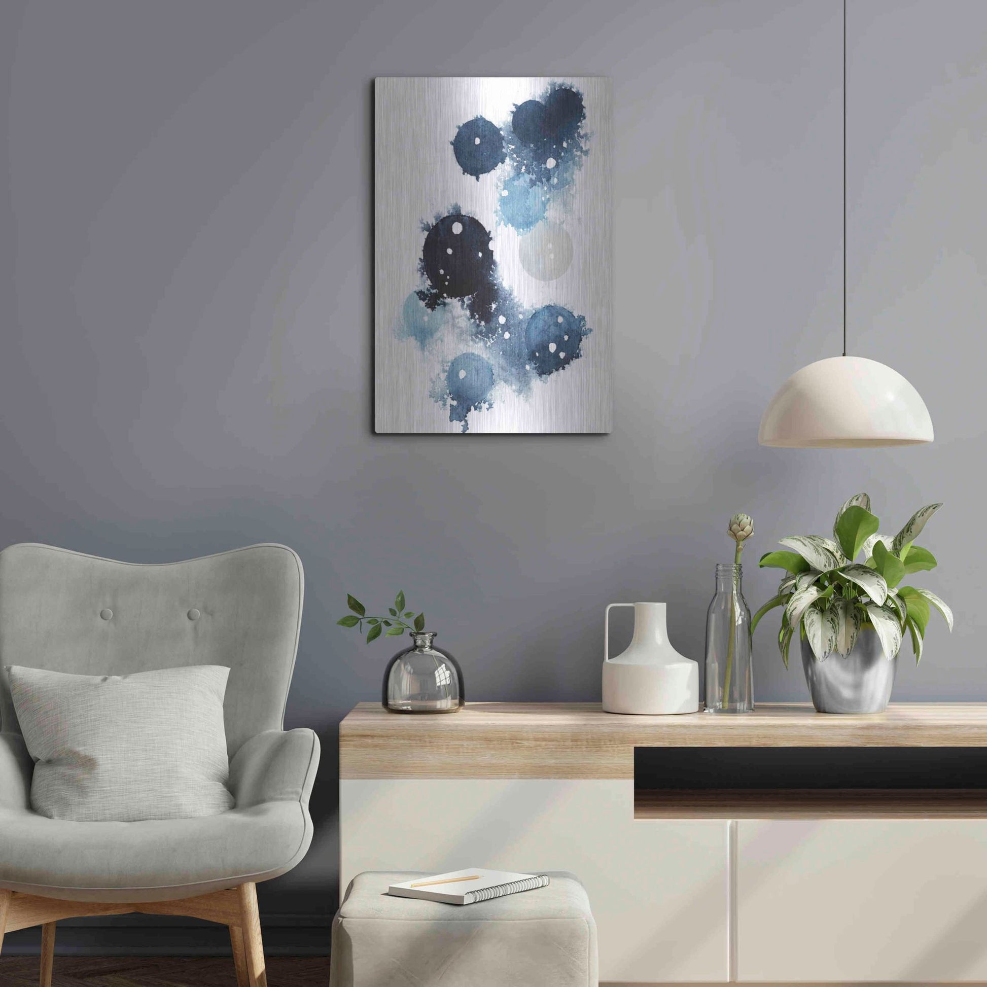 Luxe Metal Art 'Blue Galaxy I' by Grace Popp, Metal Wall Art,16x24