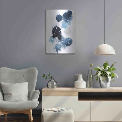 Luxe Metal Art 'Blue Galaxy I' by Grace Popp, Metal Wall Art,16x24
