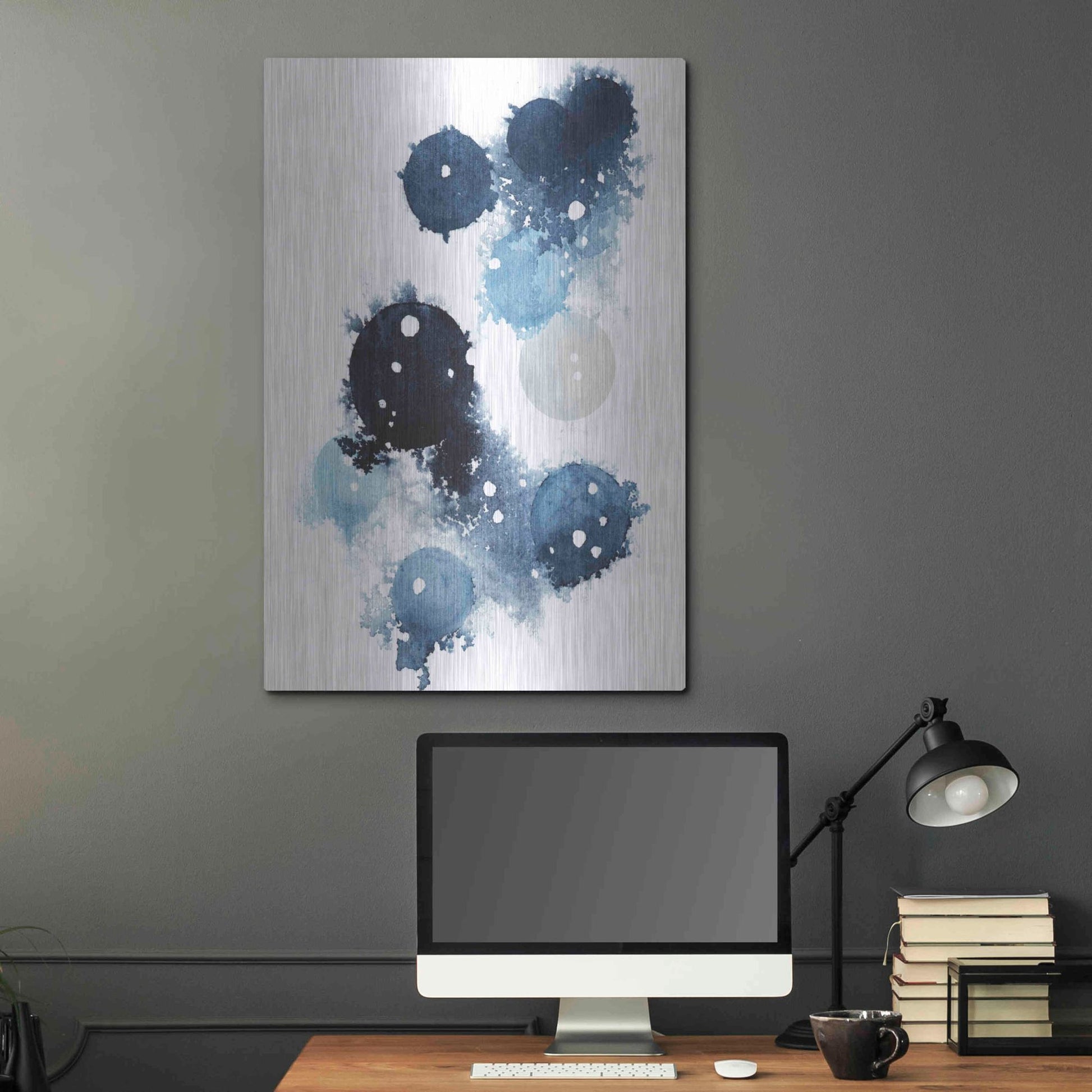 Luxe Metal Art 'Blue Galaxy I' by Grace Popp, Metal Wall Art,24x36