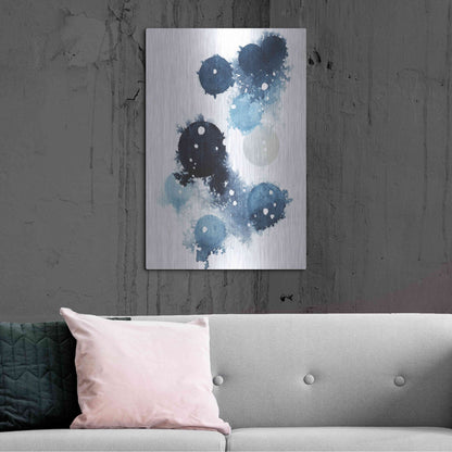 Luxe Metal Art 'Blue Galaxy I' by Grace Popp, Metal Wall Art,24x36