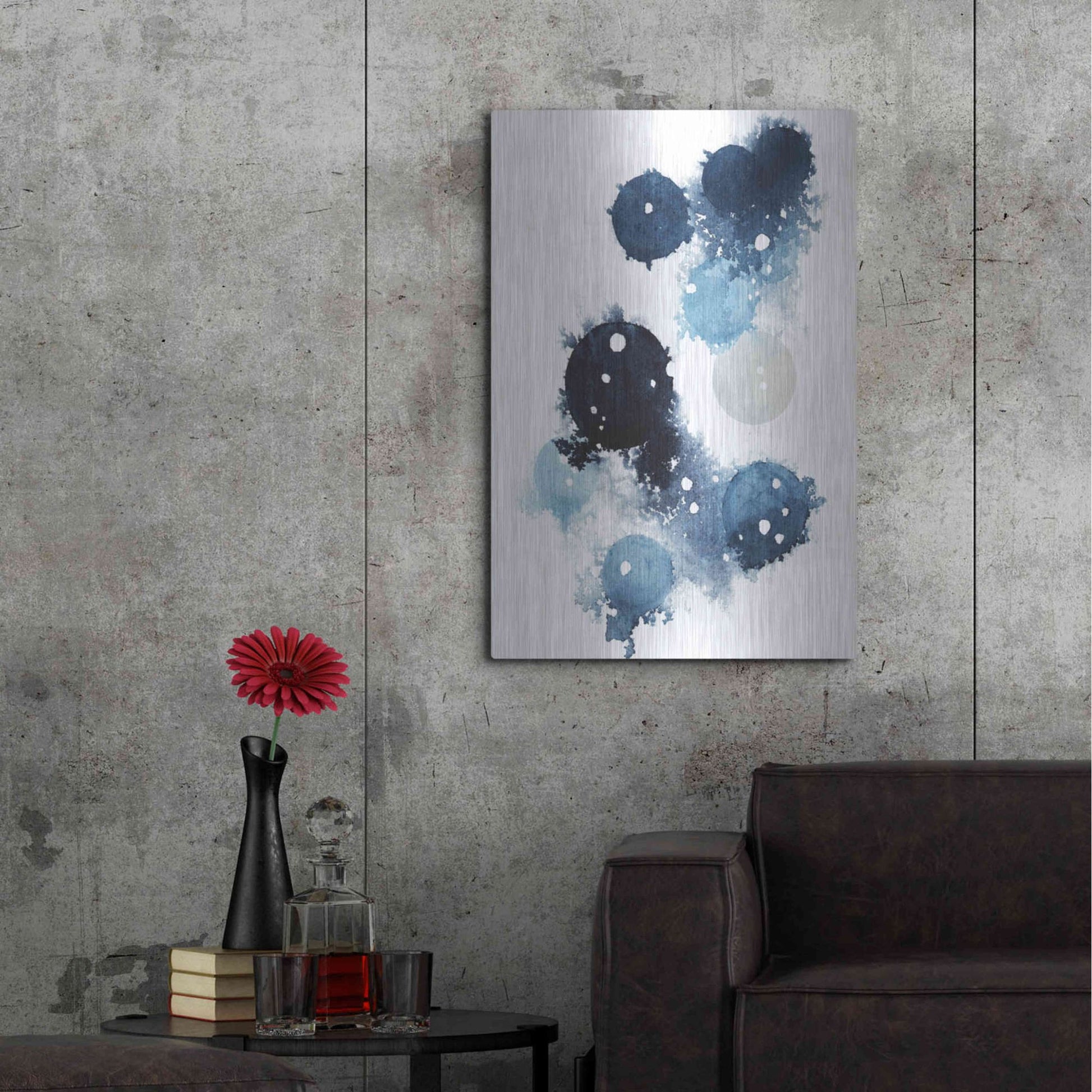 Luxe Metal Art 'Blue Galaxy I' by Grace Popp, Metal Wall Art,24x36