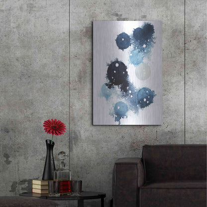 Luxe Metal Art 'Blue Galaxy I' by Grace Popp, Metal Wall Art,24x36