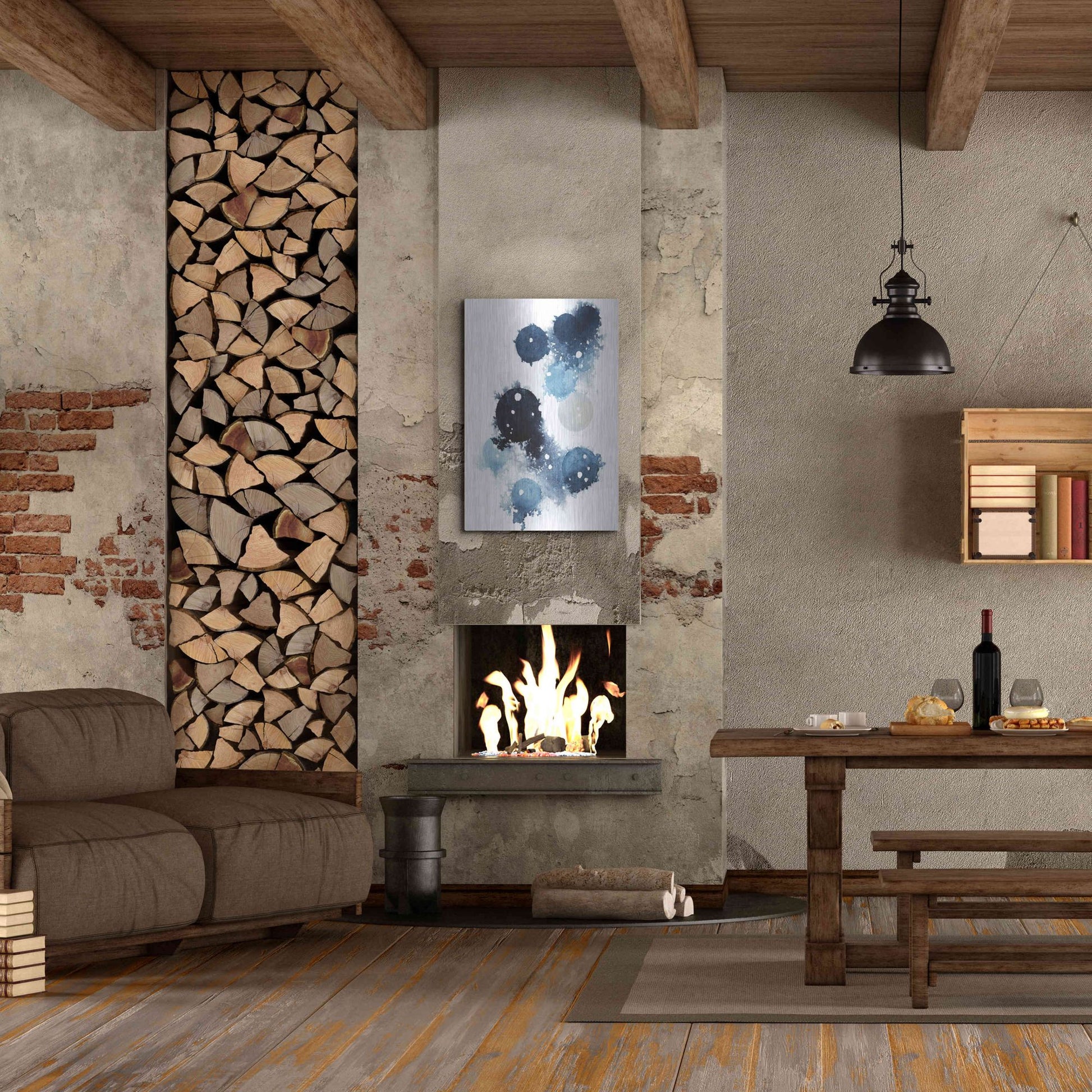 Luxe Metal Art 'Blue Galaxy I' by Grace Popp, Metal Wall Art,24x36