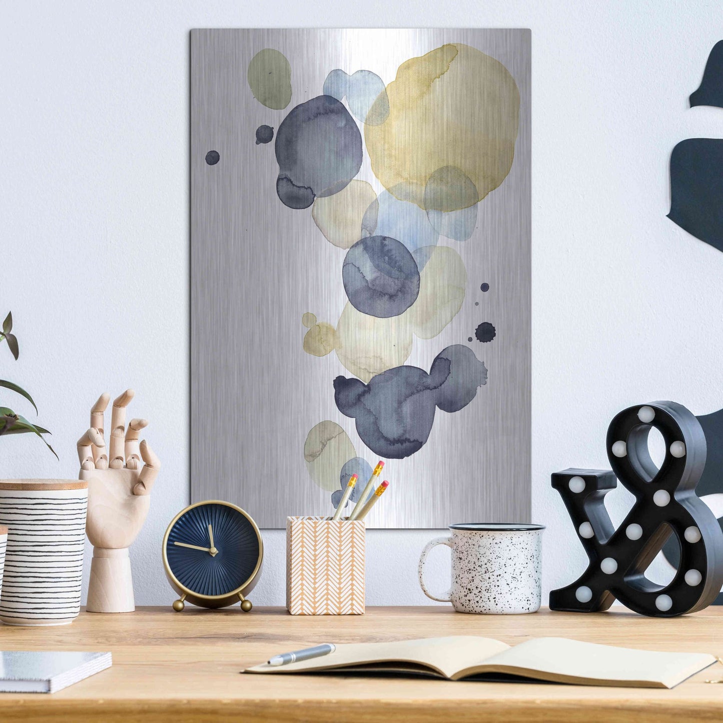 Luxe Metal Art 'Asteroid Drift I' by Grace Popp, Metal Wall Art,12x16