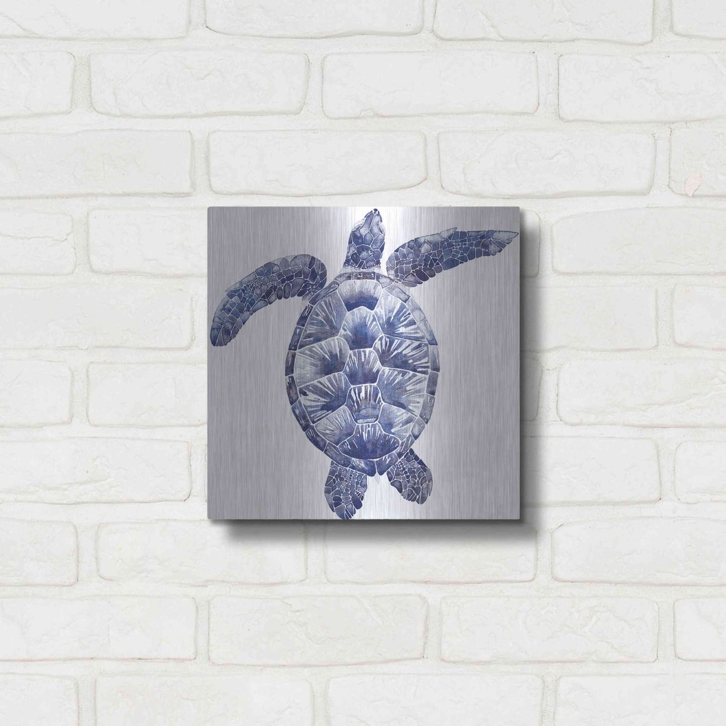 Luxe Metal Art 'Marine Turtle II' by Grace Popp, Metal Wall Art,12x12