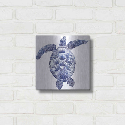 Luxe Metal Art 'Marine Turtle II' by Grace Popp, Metal Wall Art,12x12