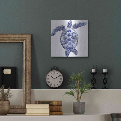 Luxe Metal Art 'Marine Turtle II' by Grace Popp, Metal Wall Art,12x12