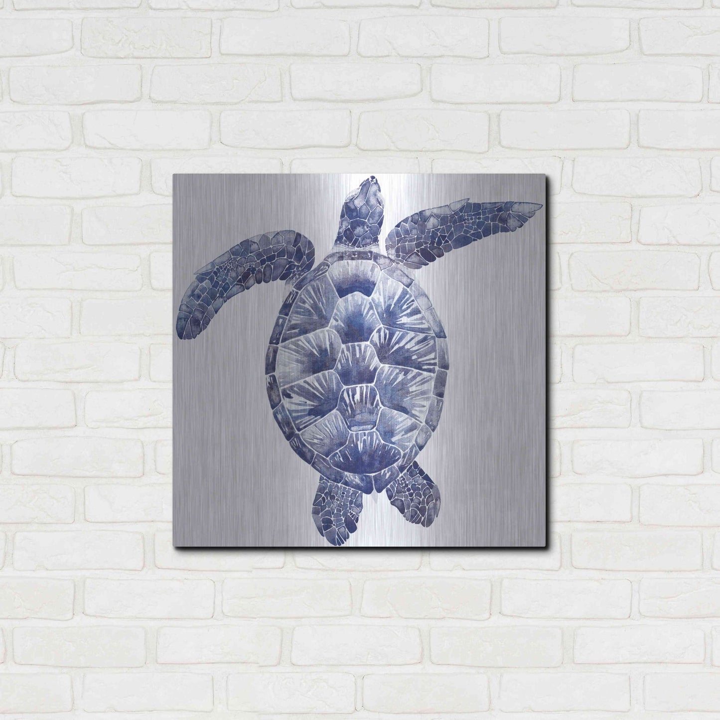 Luxe Metal Art 'Marine Turtle II' by Grace Popp, Metal Wall Art,24x24