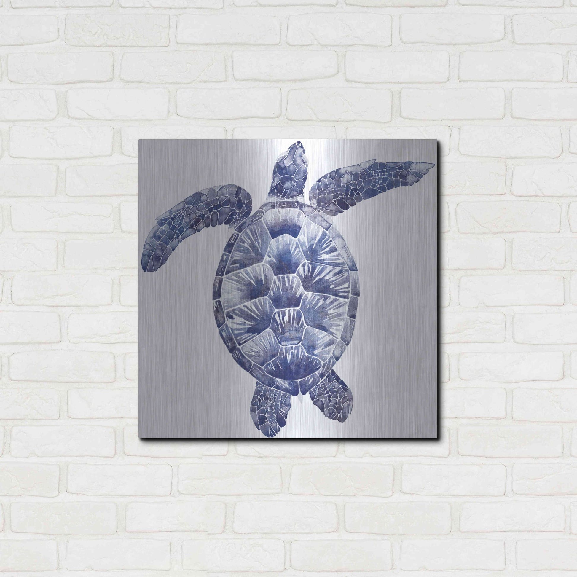 Luxe Metal Art 'Marine Turtle II' by Grace Popp, Metal Wall Art,24x24