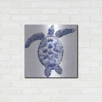 Luxe Metal Art 'Marine Turtle II' by Grace Popp, Metal Wall Art,24x24
