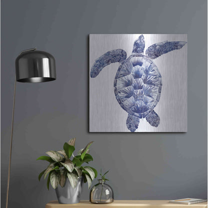 Luxe Metal Art 'Marine Turtle II' by Grace Popp, Metal Wall Art,24x24