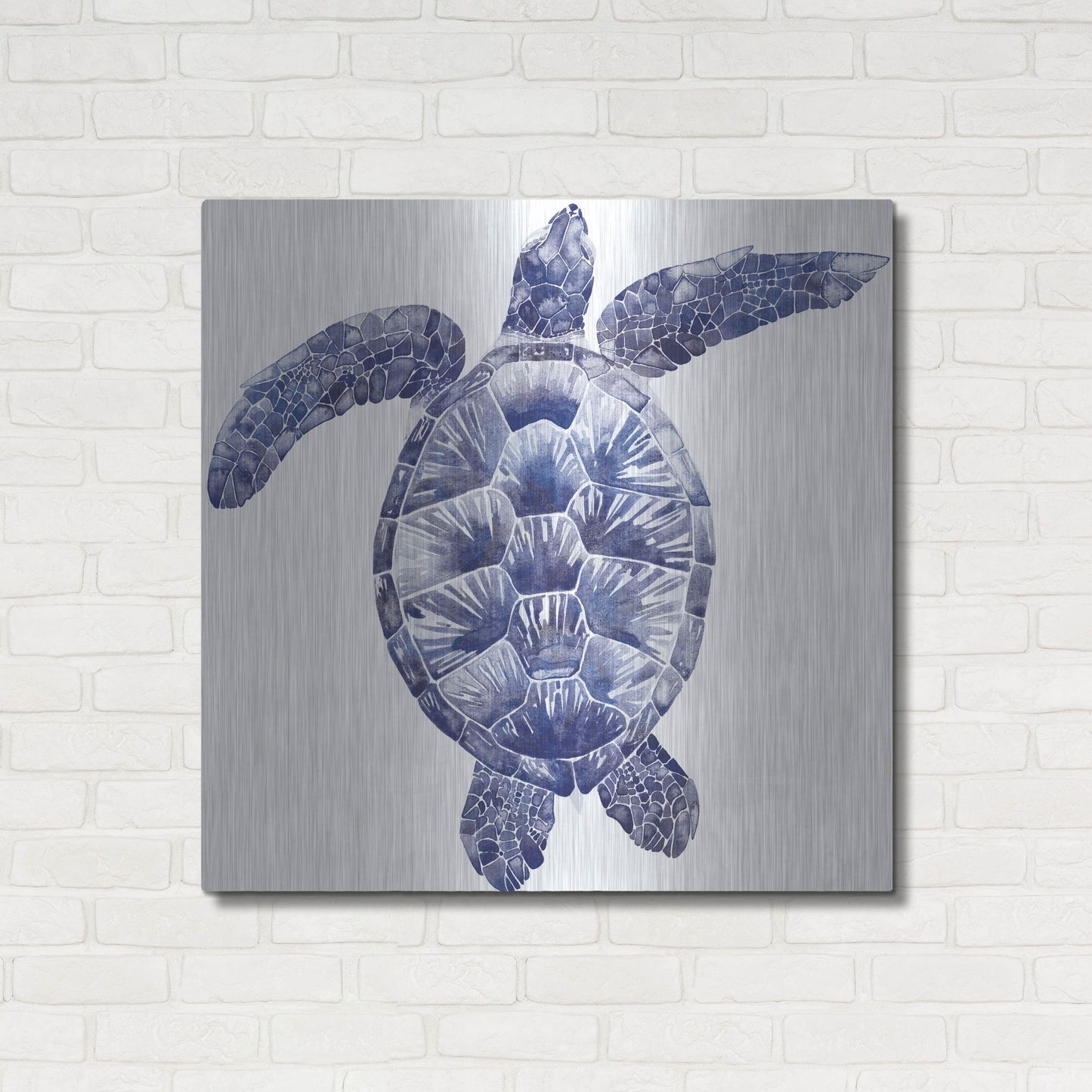 Luxe Metal Art 'Marine Turtle II' by Grace Popp, Metal Wall Art,36x36