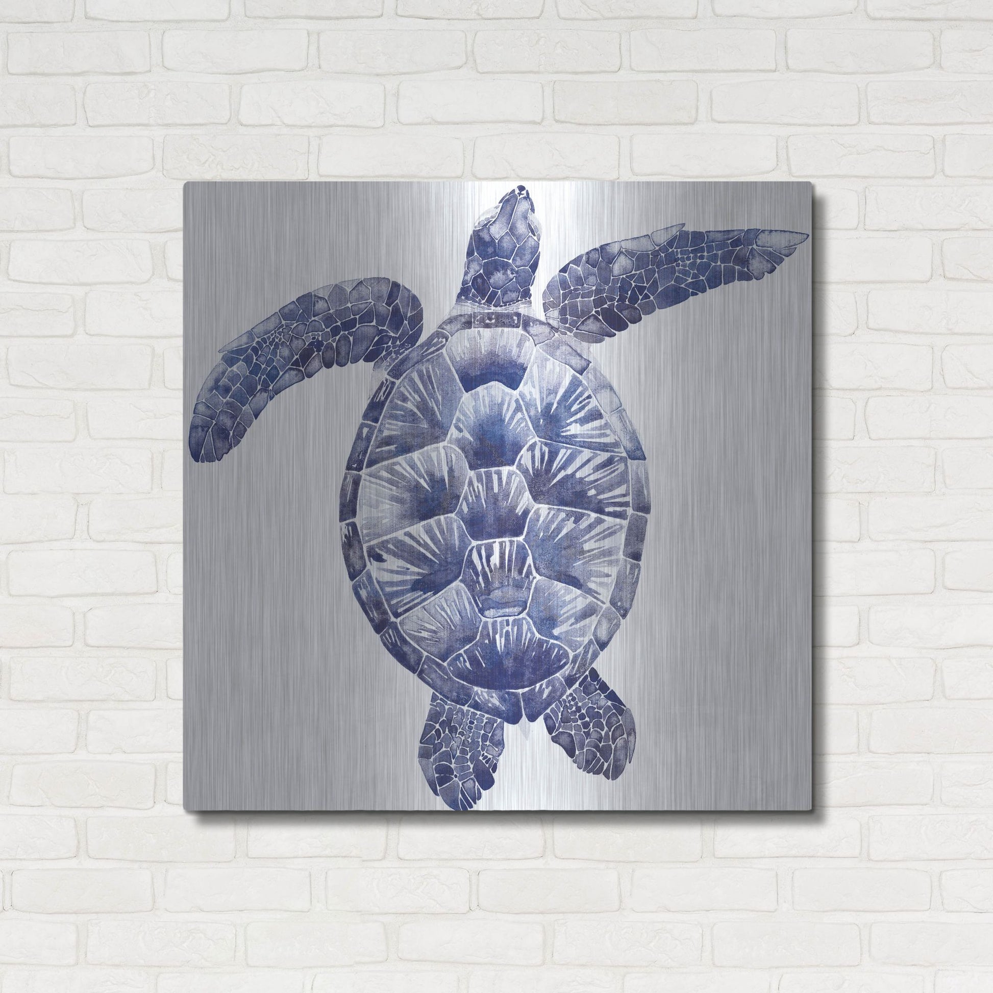 Luxe Metal Art 'Marine Turtle II' by Grace Popp, Metal Wall Art,36x36