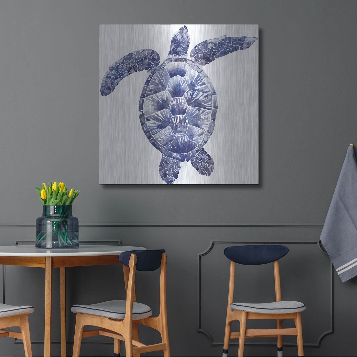 Luxe Metal Art 'Marine Turtle II' by Grace Popp, Metal Wall Art,36x36