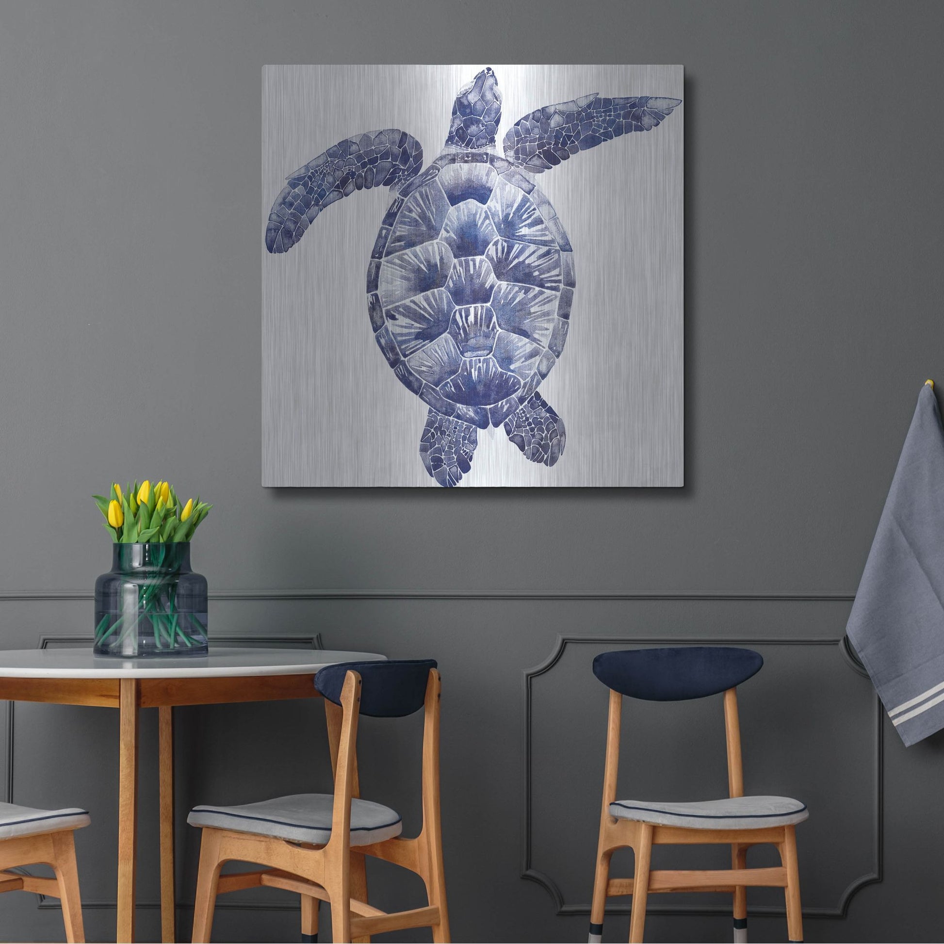 Luxe Metal Art 'Marine Turtle II' by Grace Popp, Metal Wall Art,36x36