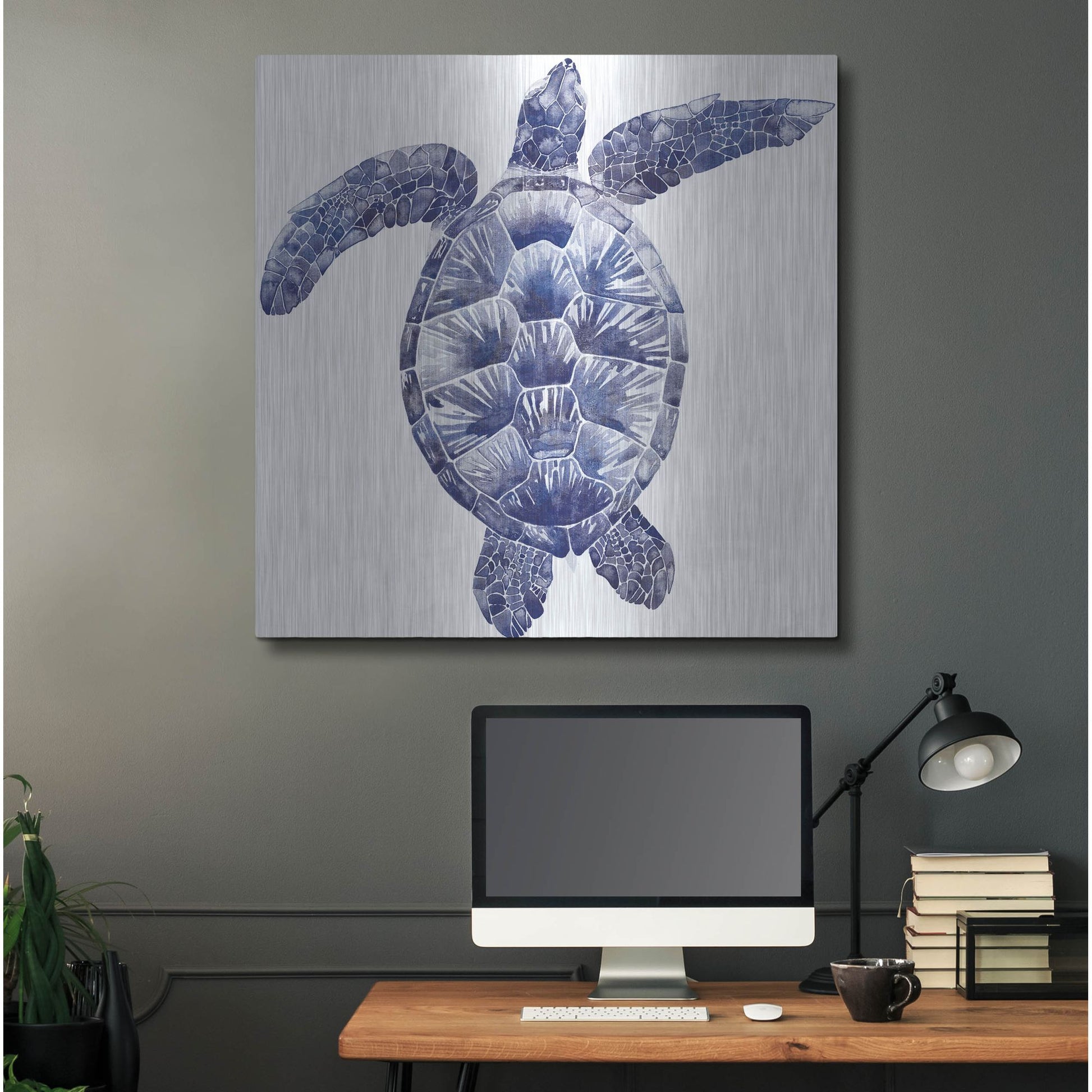 Luxe Metal Art 'Marine Turtle II' by Grace Popp, Metal Wall Art,36x36