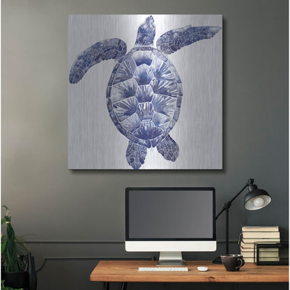 Luxe Metal Art 'Marine Turtle II' by Grace Popp, Metal Wall Art,36x36