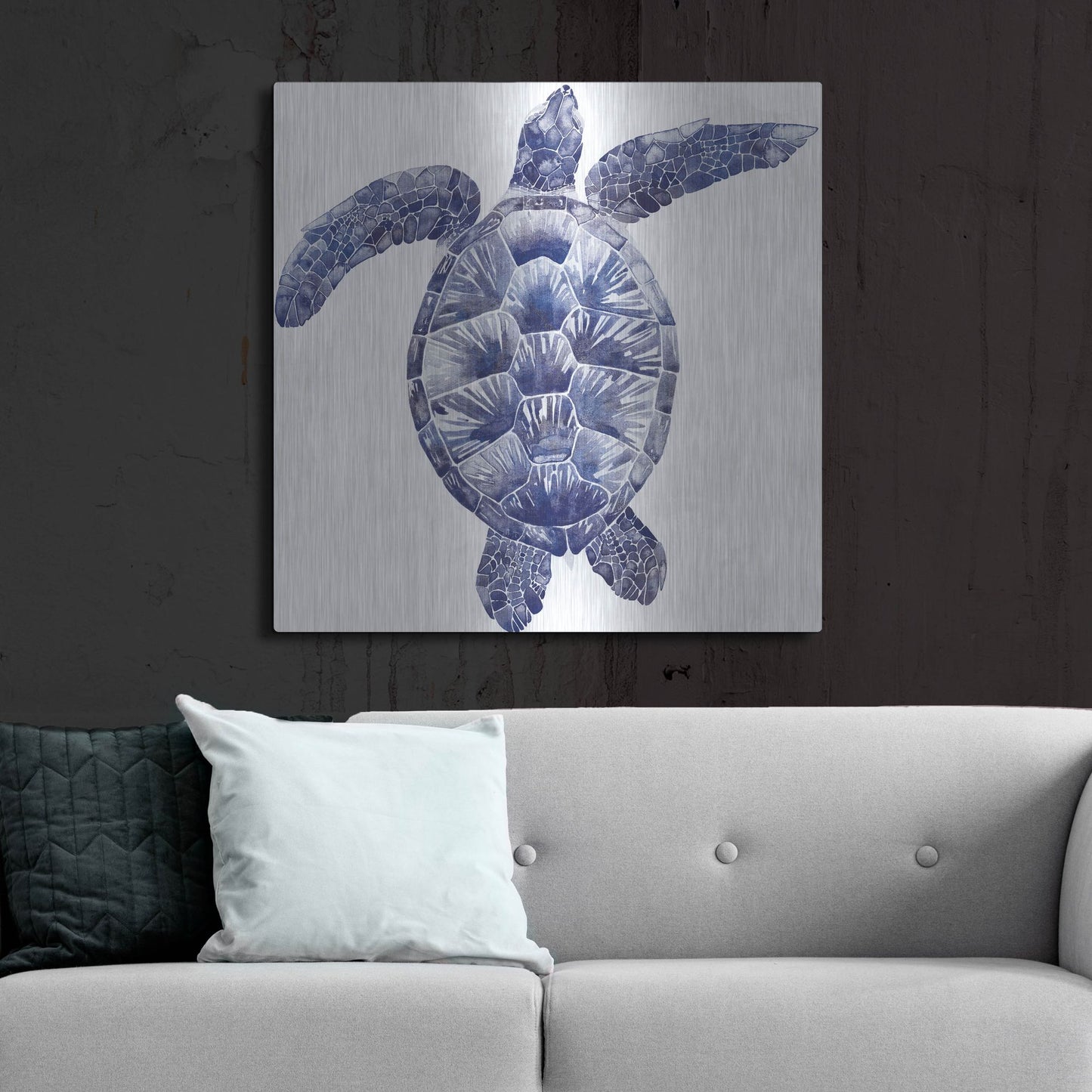 Luxe Metal Art 'Marine Turtle II' by Grace Popp, Metal Wall Art,36x36