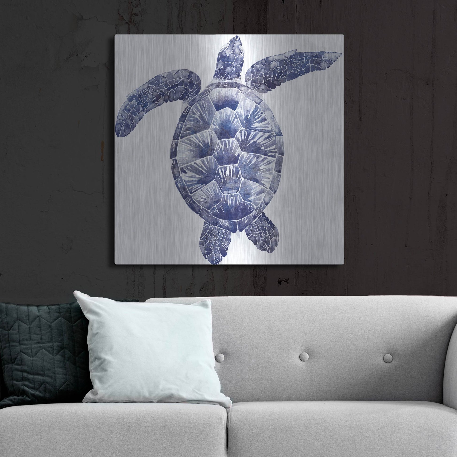 Luxe Metal Art 'Marine Turtle II' by Grace Popp, Metal Wall Art,36x36