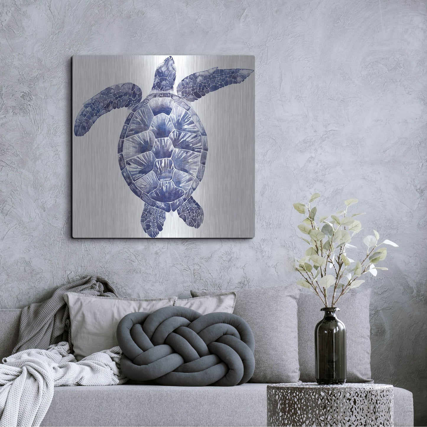 Luxe Metal Art 'Marine Turtle II' by Grace Popp, Metal Wall Art,36x36