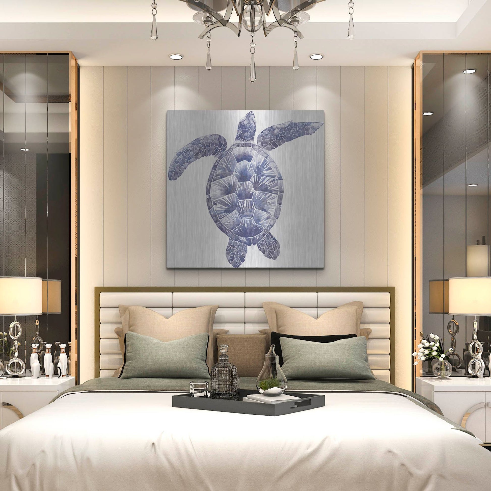 Luxe Metal Art 'Marine Turtle II' by Grace Popp, Metal Wall Art,36x36