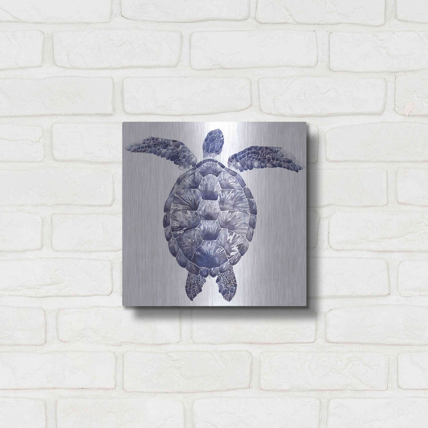 Luxe Metal Art 'Marine Turtle I' by Grace Popp, Metal Wall Art,12x12