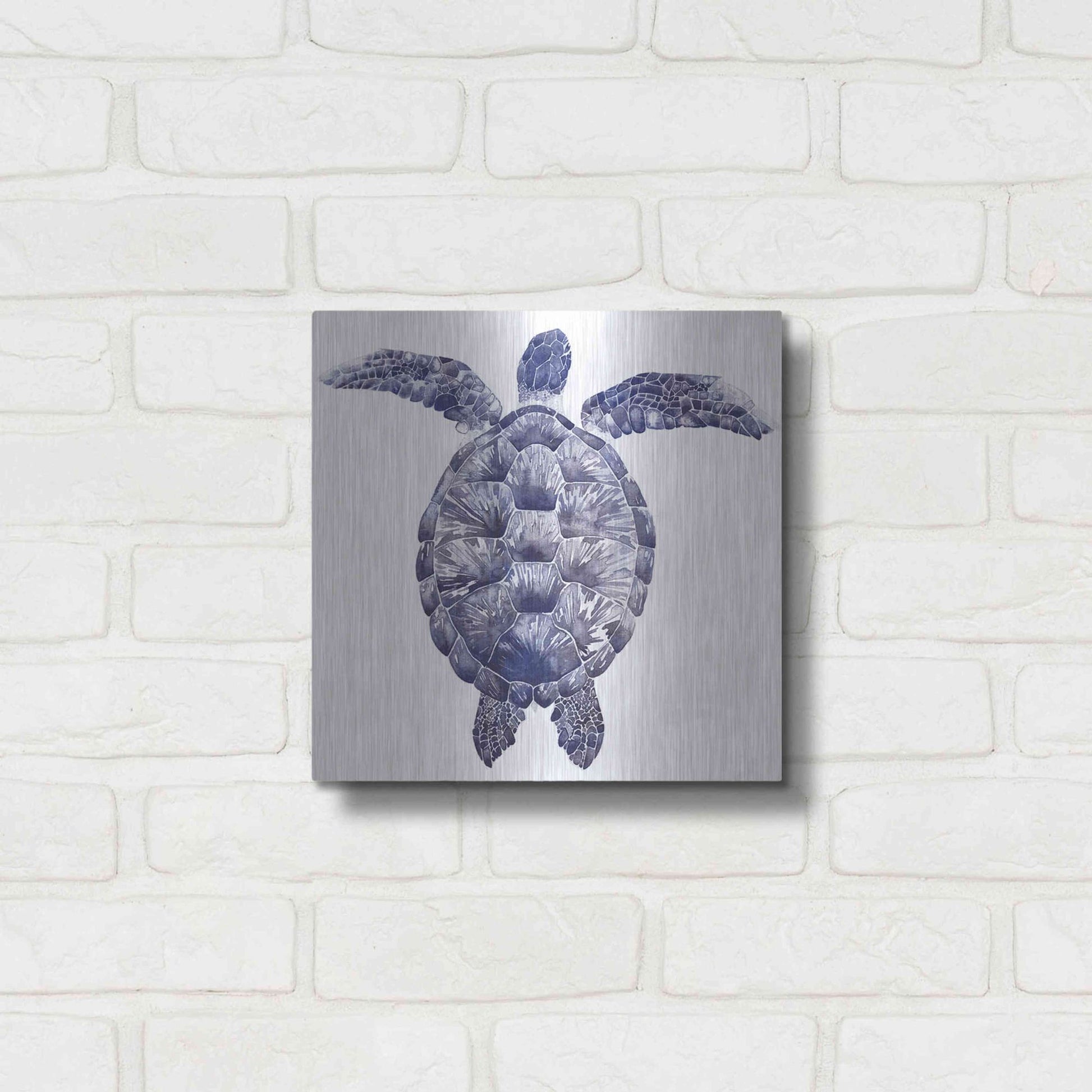 Luxe Metal Art 'Marine Turtle I' by Grace Popp, Metal Wall Art,12x12