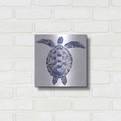 Luxe Metal Art 'Marine Turtle I' by Grace Popp, Metal Wall Art,12x12