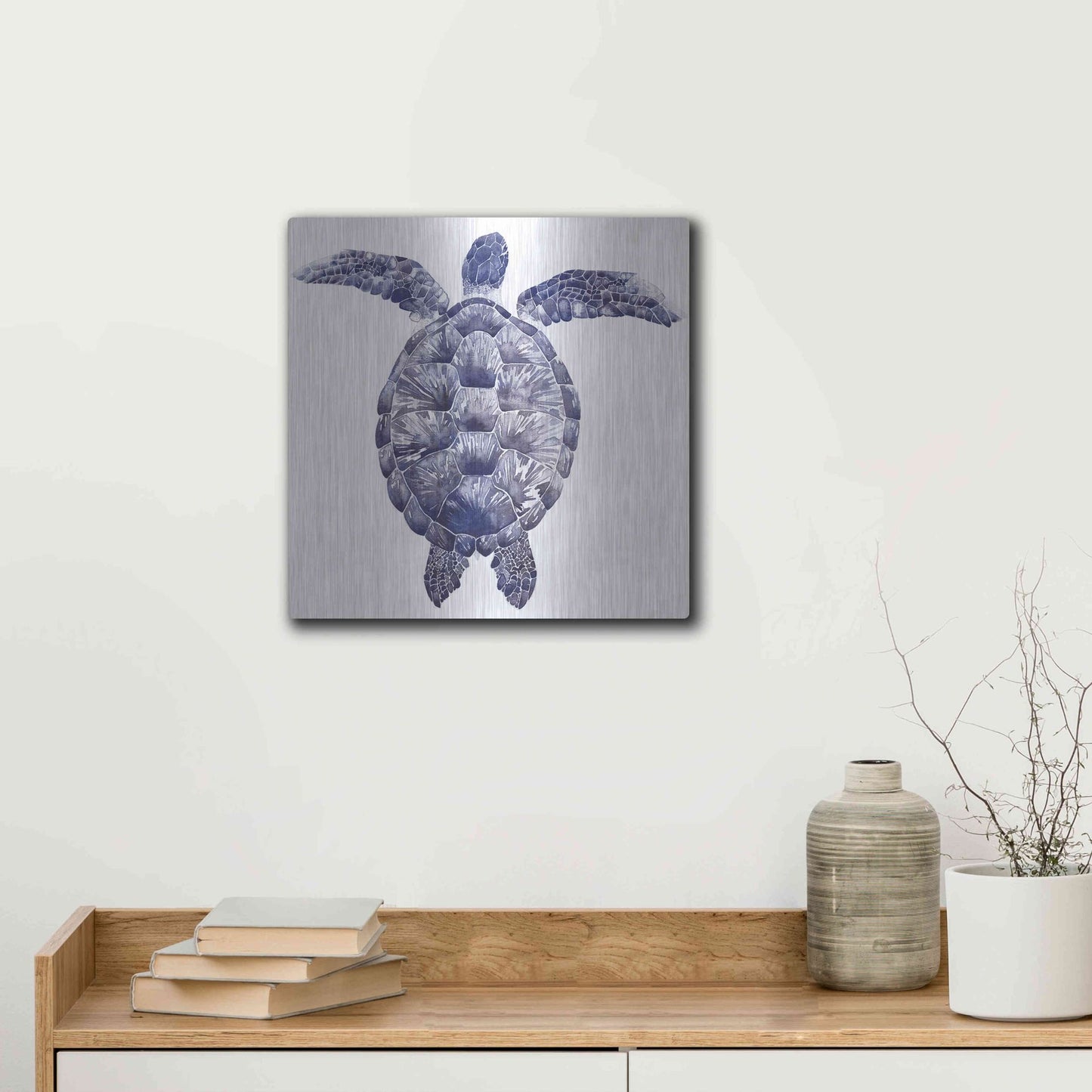 Luxe Metal Art 'Marine Turtle I' by Grace Popp, Metal Wall Art,12x12