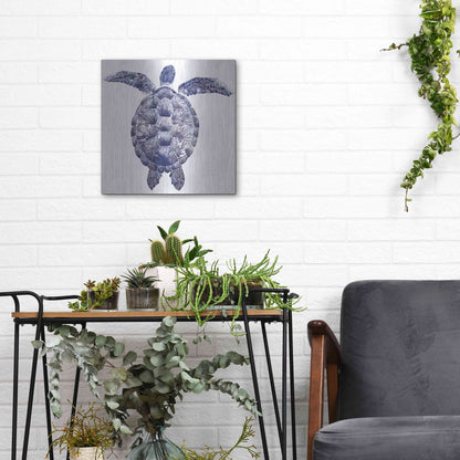 Luxe Metal Art 'Marine Turtle I' by Grace Popp, Metal Wall Art,12x12