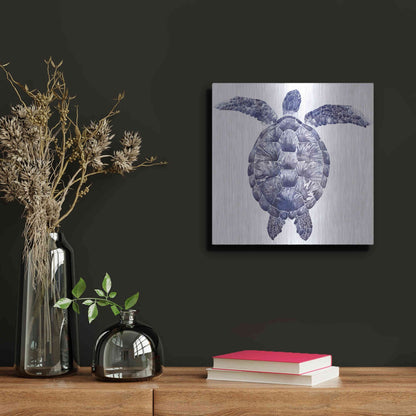 Luxe Metal Art 'Marine Turtle I' by Grace Popp, Metal Wall Art,12x12