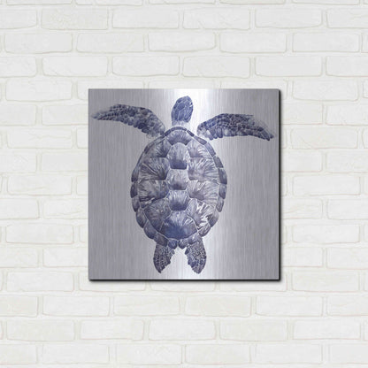 Luxe Metal Art 'Marine Turtle I' by Grace Popp, Metal Wall Art,24x24