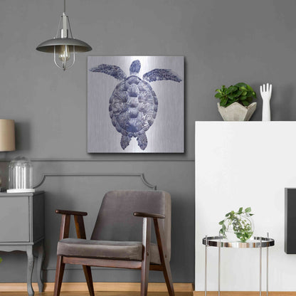 Luxe Metal Art 'Marine Turtle I' by Grace Popp, Metal Wall Art,24x24