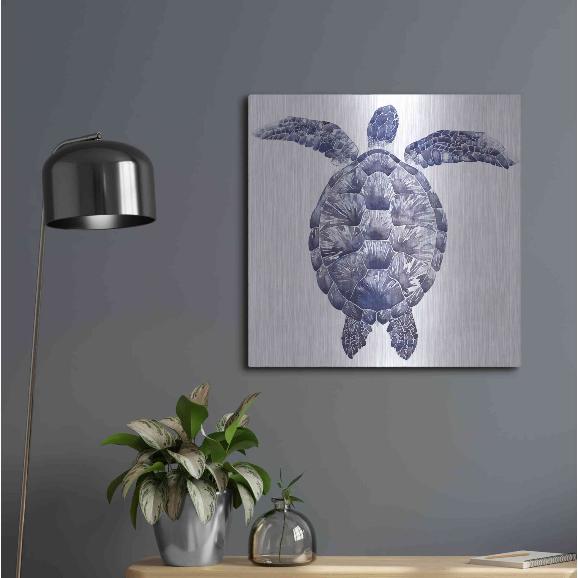 Luxe Metal Art 'Marine Turtle I' by Grace Popp, Metal Wall Art,24x24