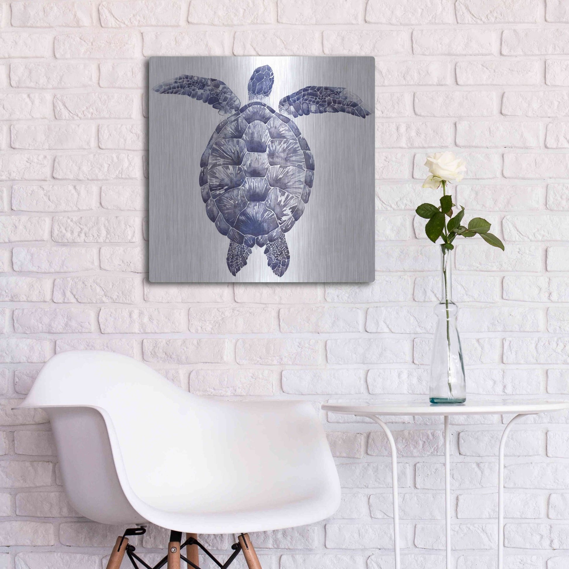Luxe Metal Art 'Marine Turtle I' by Grace Popp, Metal Wall Art,24x24