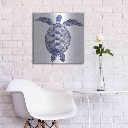 Luxe Metal Art 'Marine Turtle I' by Grace Popp, Metal Wall Art,24x24