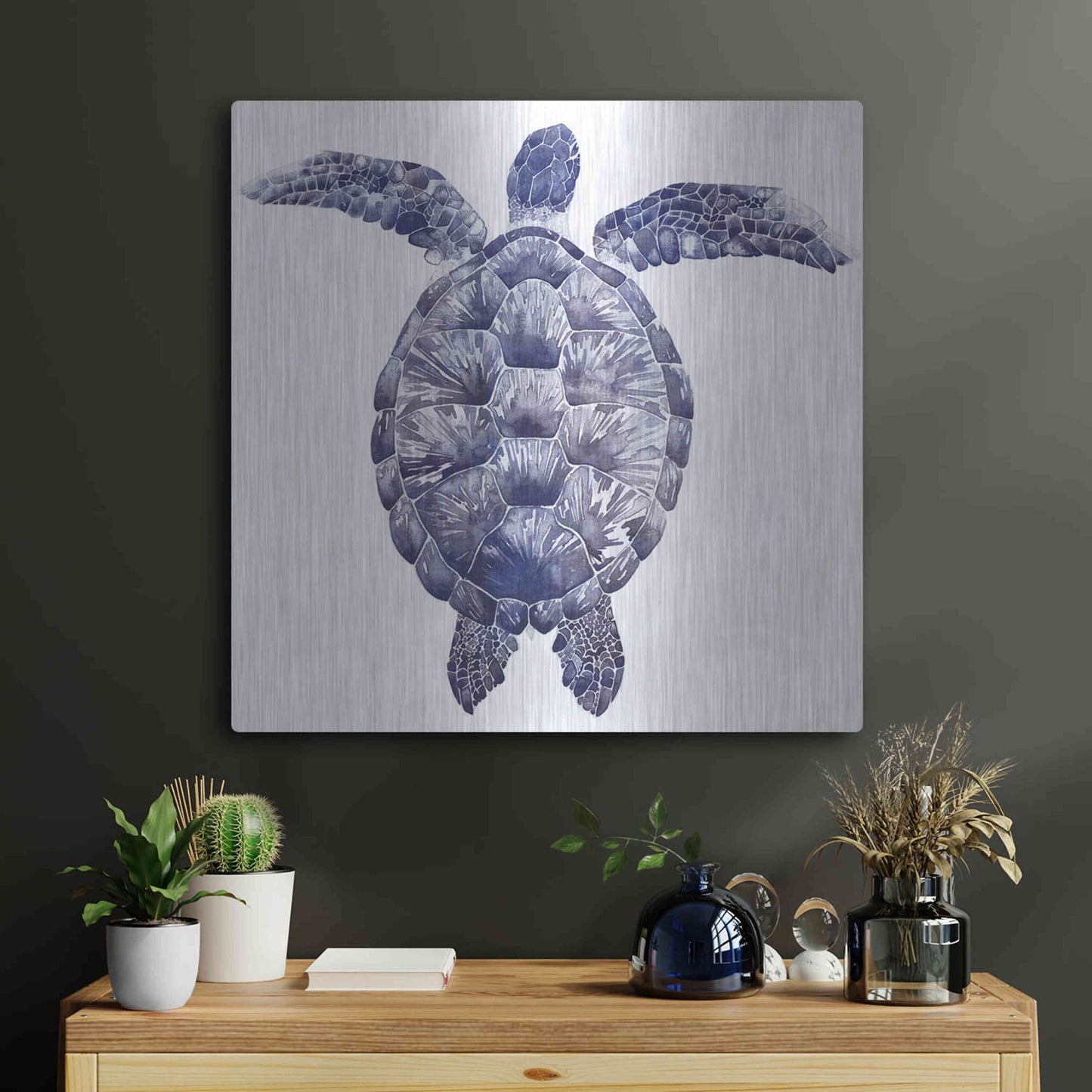 Luxe Metal Art 'Marine Turtle I' by Grace Popp, Metal Wall Art,24x24